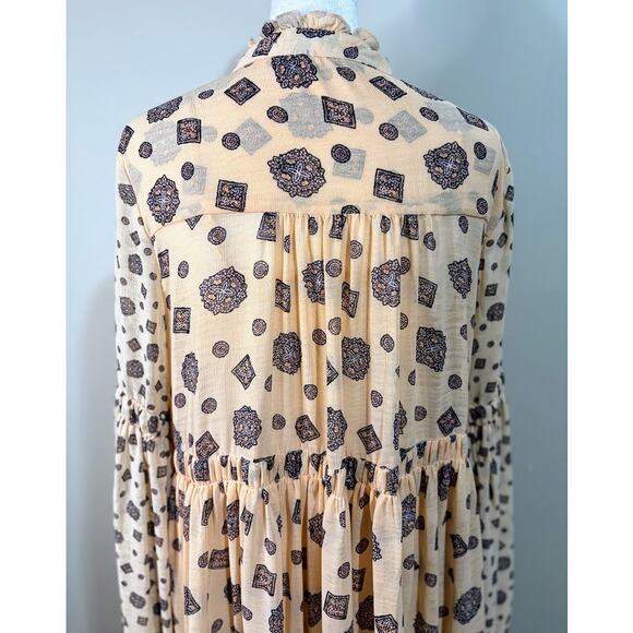 Free People Turn Turn Mock Neck Boho Mini Dress Size Small - Picture 6 of 9